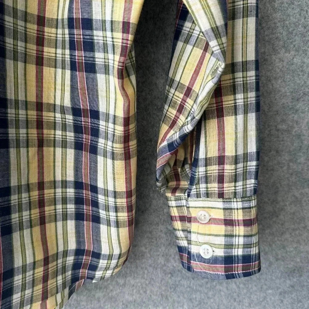 Vintage LEVI'S Shirt Mens S / M Long Sleeve Yellow Blue Plaid 70s 80s Button Up - Picture 7 of 11